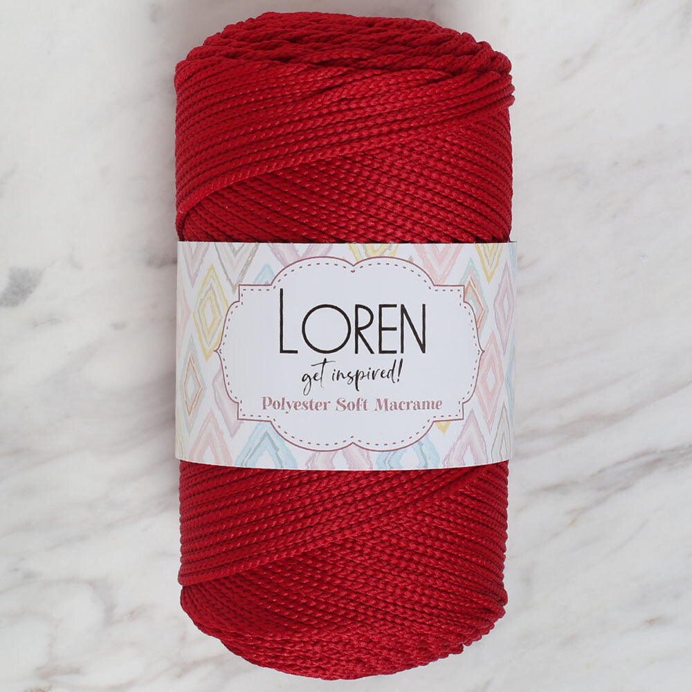 Loren Polyester Soft Macrame Koyu Kırmızı El Örgü İpi - LM020